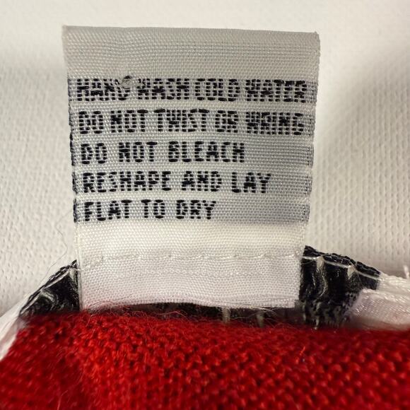 Vintage 80s Oleg Cassini Women’s L Red Knit Short Sleeve Sweater Hong Kong - Picture 5 of 8